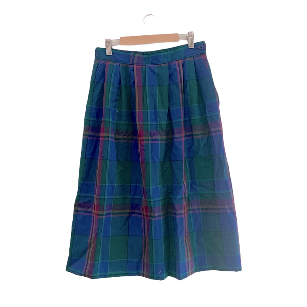 VINTAGE Pendleton Wool Plaid Midi Skirt